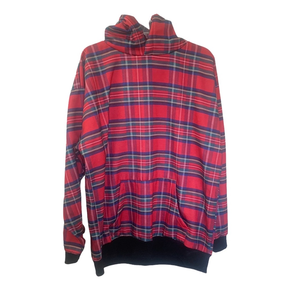 Plaid Popover Heavyweight Hoodie Sweatshirt Fleece Lined Men’s Size Large